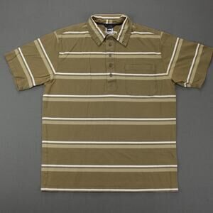 The North Face Striped Polo Shirt Mens Medium Brown Cotton Short Sleeve